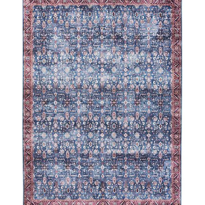 Clearance Kirklands Home and Brick Floral Washable Area Rug, 5x7 Blue