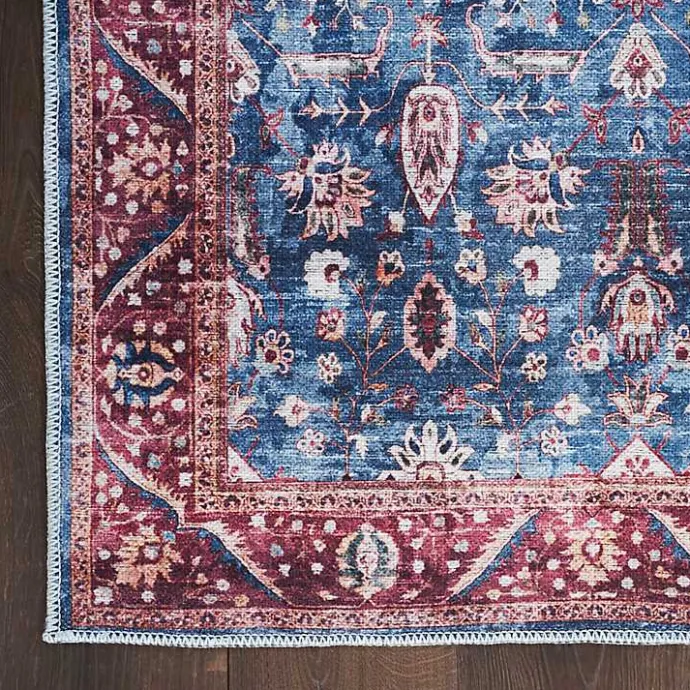 Clearance Kirklands Home and Brick Floral Washable Area Rug, 5x7 Blue