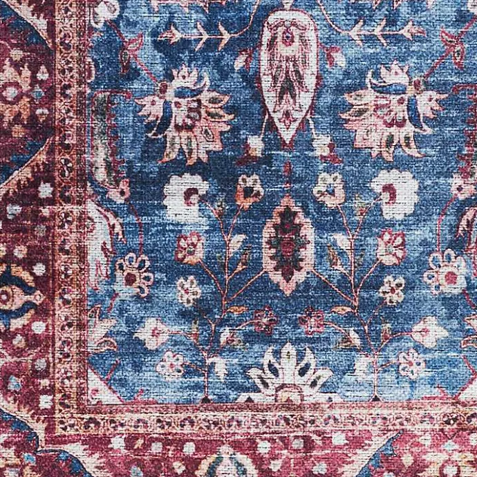 Clearance Kirklands Home and Brick Floral Washable Area Rug, 5x7 Blue