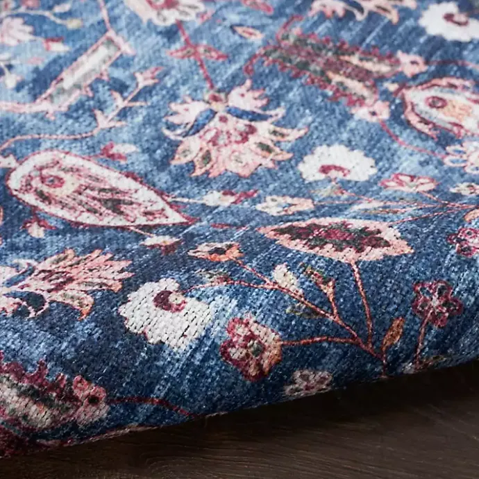 Clearance Kirklands Home and Brick Floral Washable Area Rug, 5x7 Blue
