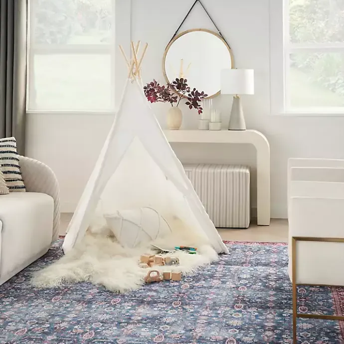 Clearance Kirklands Home and Brick Floral Washable Area Rug, 5x7 Blue