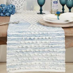 Discount Kirklands Home and Cream Textured Diamonds Table Runner Blue