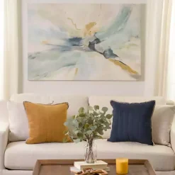 Best Kirklands Home Blue and Gold Abstract Canvas Art Print, 48x32 in.