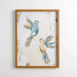 New Kirklands Home Blue and Gold Birds Framed Art Print