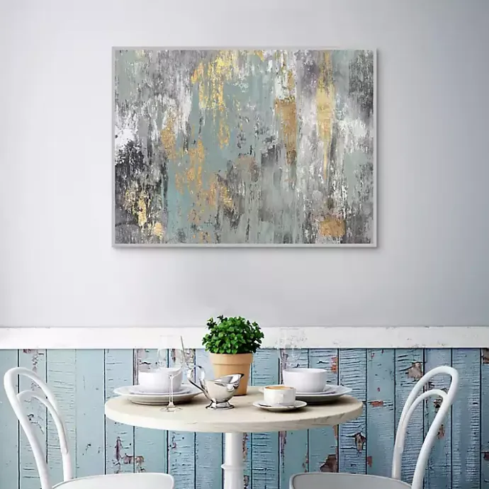 Kirklands Home Blue and Gold Ikat Framed Canvas Art Print