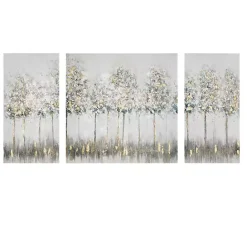 Best Kirklands Home Blue and Gold Trees Canvas Art Prints, Set of 3