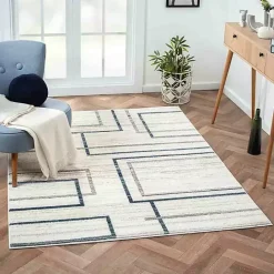 Outlet Kirklands Home Blue and Gray Contemporary Geo Area Rug, 5x7