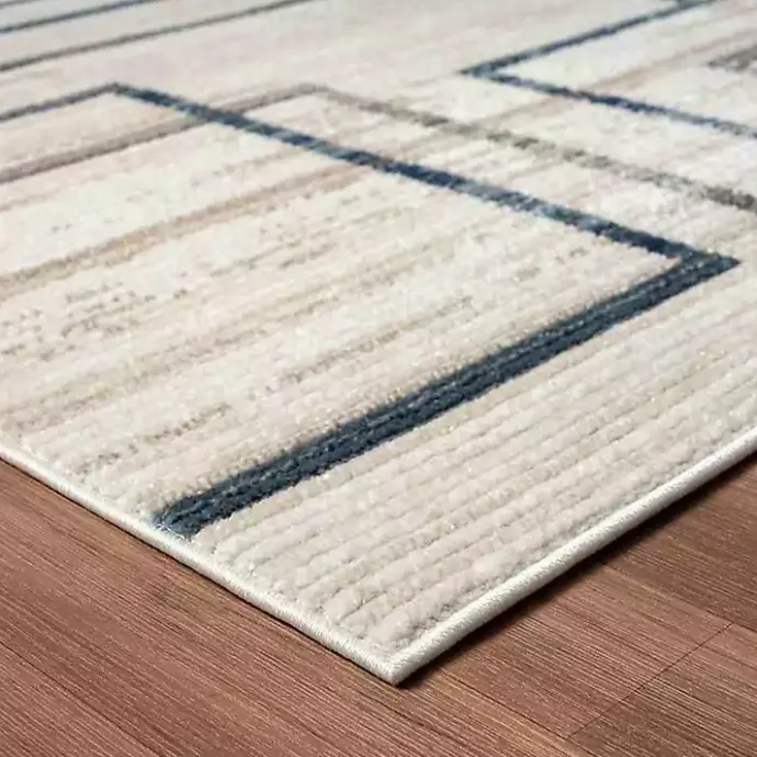 Outlet Kirklands Home Blue and Gray Contemporary Geo Area Rug, 5x7