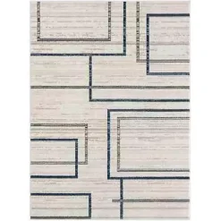 Outlet Kirklands Home Blue and Gray Contemporary Geo Area Rug, 7x9