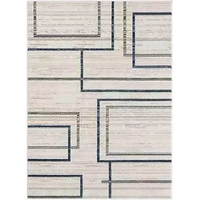 Outlet Kirklands Home Blue and Gray Contemporary Geo Area Rug, 7x9