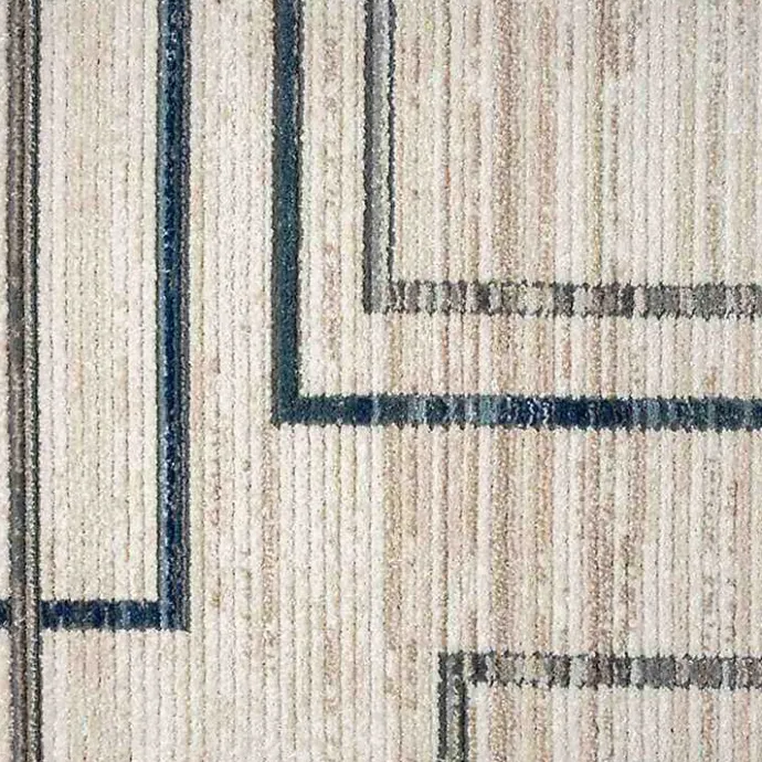 Outlet Kirklands Home Blue and Gray Contemporary Geo Area Rug, 7x9