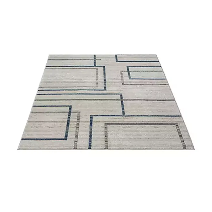Outlet Kirklands Home Blue and Gray Contemporary Geo Area Rug, 7x9