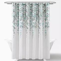 Clearance Kirklands Home and Gray Weeping Flower Shower Curtain Blue