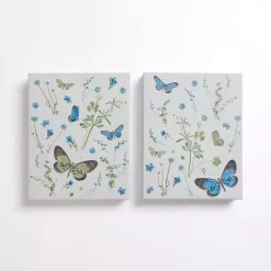 Hot Kirklands Home Blue and Green Butterflies Canvas Prints, Set of 2