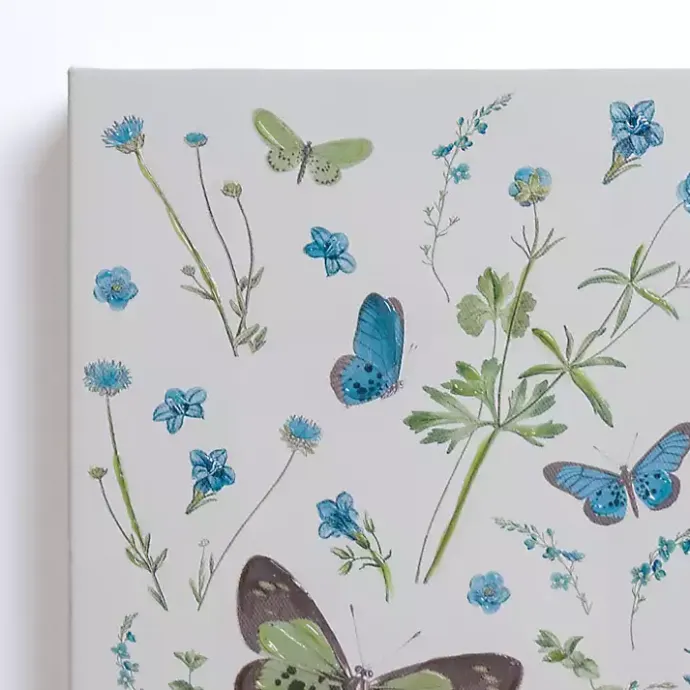 Hot Kirklands Home Blue and Green Butterflies Canvas Prints, Set of 2