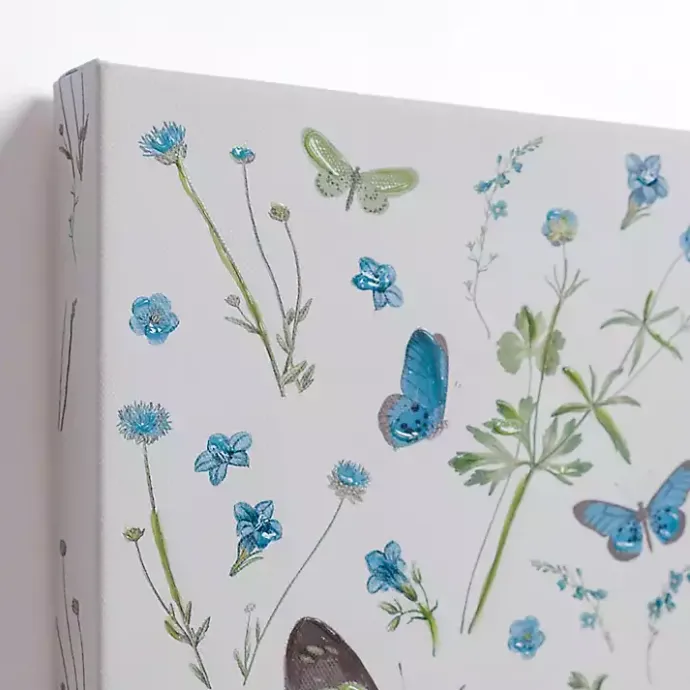 Hot Kirklands Home Blue and Green Butterflies Canvas Prints, Set of 2