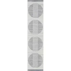 Kirklands Home Blue and Ivory Linear Moons Runner, 2x12