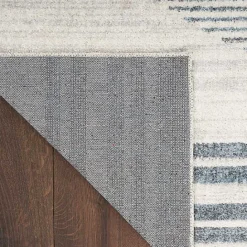 Hot Kirklands Home Blue and Ivory Linear Orb Washable Area Rug, 5x7