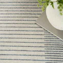 Hot Kirklands Home Blue and Ivory Linear Orb Washable Area Rug, 5x7