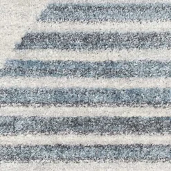 New Kirklands Home Blue and Ivory Striped Half Moon Area Rug, 8x10