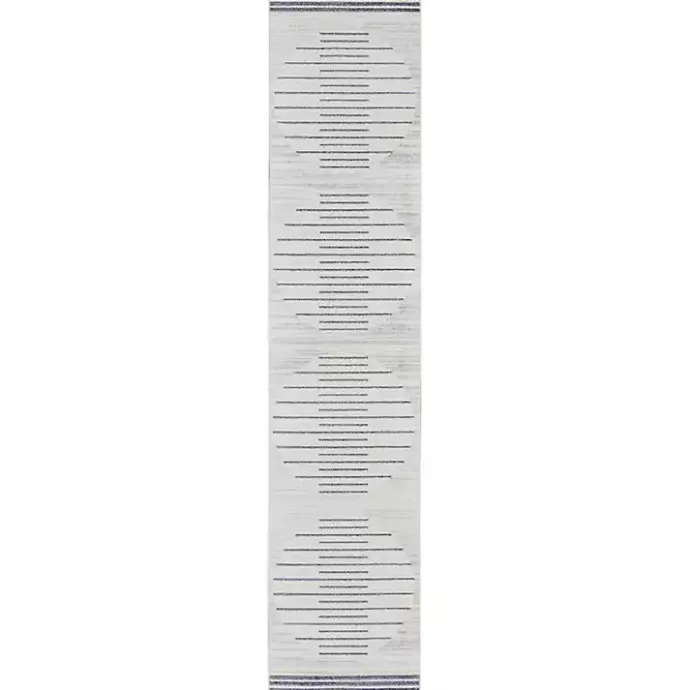 Outlet Kirklands Home Blue and Ivory Striped Moons Runner, 2x12
