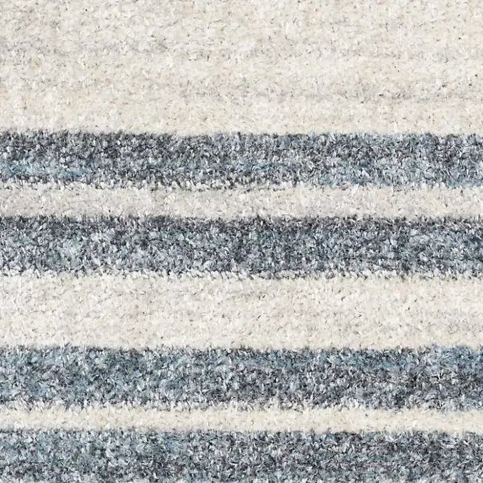 Clearance Kirklands Home Blue and Ivory Striped Moons Runner, 2x8