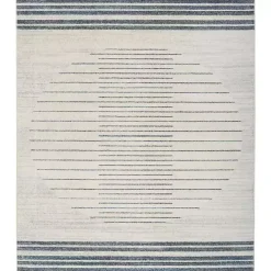 Clearance Kirklands Home Blue and Ivory Striped Moon Area Rug, 9x12