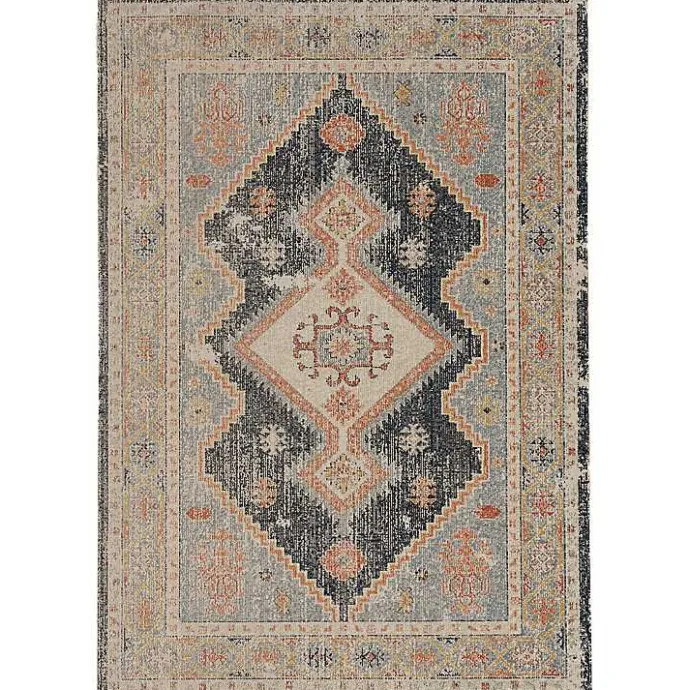 New Kirklands Home and Ivory Traditional Motif Area Rug, 5x7 Blue