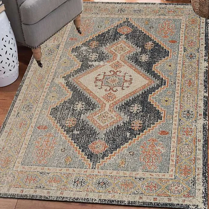 New Kirklands Home and Ivory Traditional Motif Area Rug, 5x7 Blue