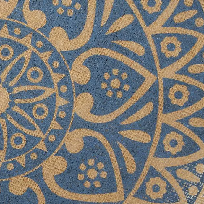 Hot Kirklands Home Blue and Natural Print Round Placemats, Set of 6