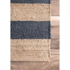 Discount Kirklands Home Blue and Natural Stripe Area Rug, 5x8