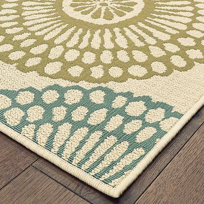 Sale Kirklands Home Blue and Orange Circles Outdoor Area Rug, 3x5