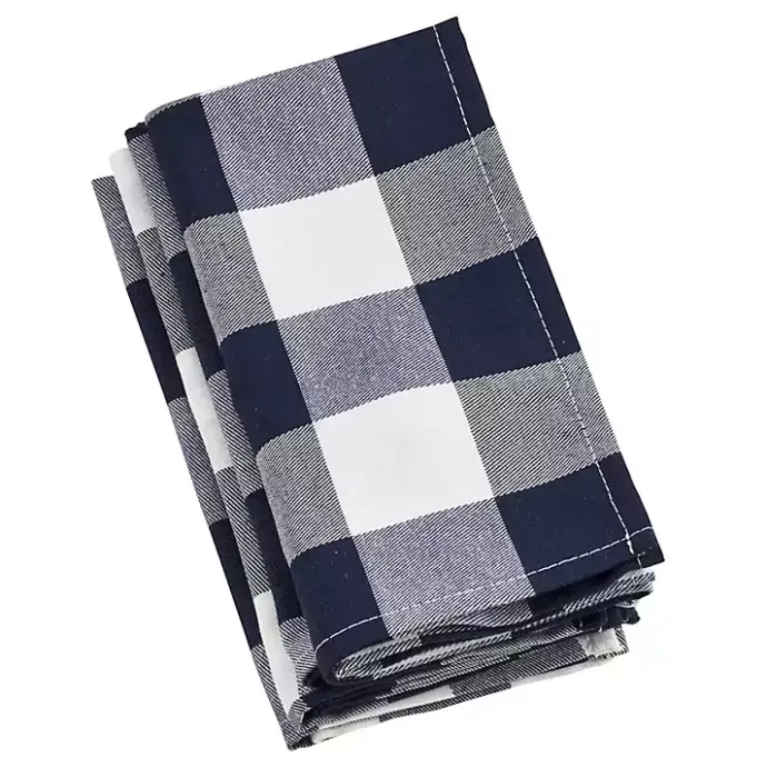 Kirklands Home Blue and White Buffalo Check Napkins, Set of 4