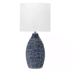 Outlet Kirklands Home Blue and Ceramic Faux Rope Table Lamp White
