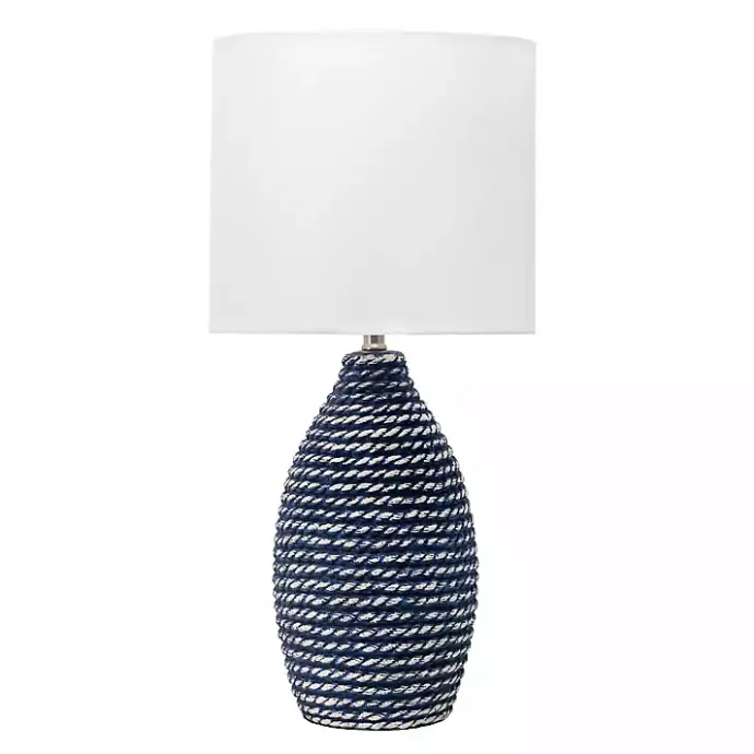 Outlet Kirklands Home Blue and Ceramic Faux Rope Table Lamp White