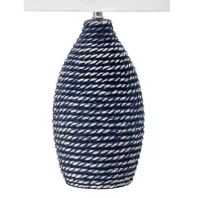 Outlet Kirklands Home Blue and Ceramic Faux Rope Table Lamp White