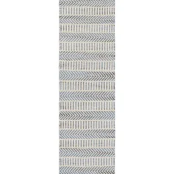 Discount Kirklands Home Blue and White Chevron Jute Runner, 2x8