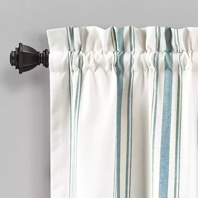 Discount Kirklands Home Blue and White Farmhouse Stripe Valance