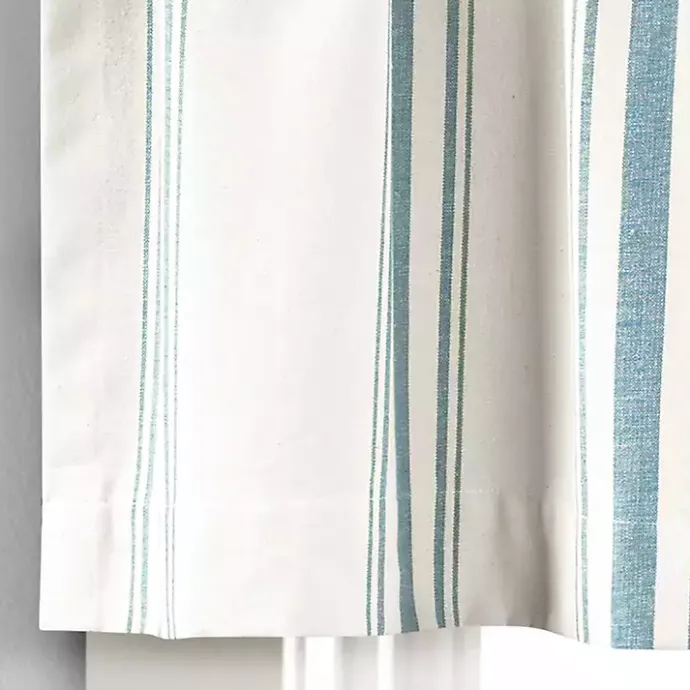 Discount Kirklands Home Blue and White Farmhouse Stripe Valance