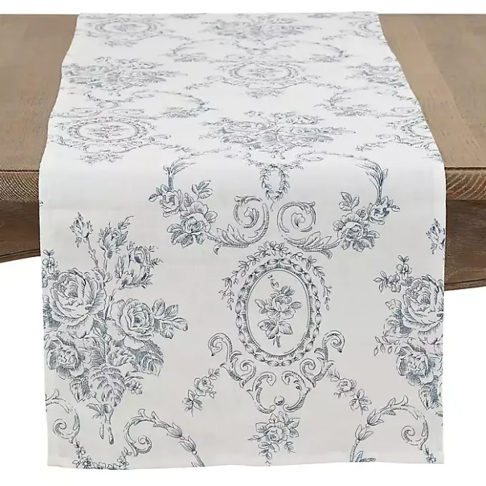 Discount Kirklands Home Blue and White Floral Table Runner, 90 in.
