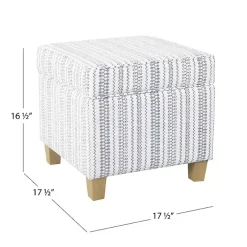 Clearance Kirklands Home Blue and White Hometown Striped Storage Ottoman
