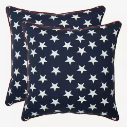New Kirklands Home Blue and White Stars Outdoor Pillows, Set of 2