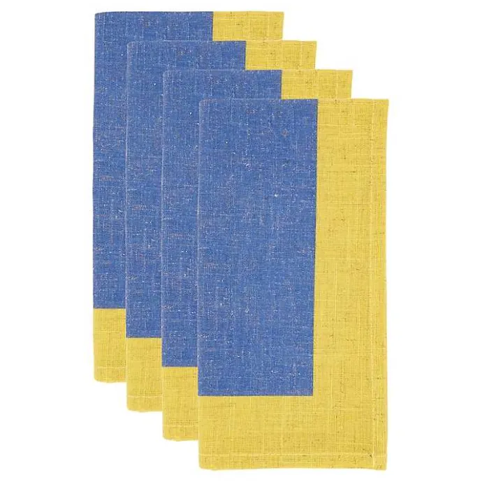 Hot Kirklands Home Blue and Yellow Colorblock Napkins, Set of 4