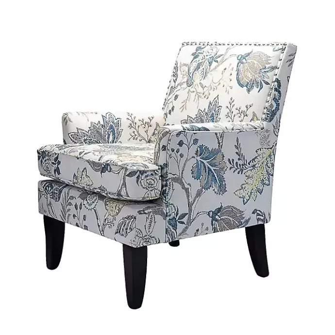 Hot Kirklands Home Blue and Yellow Floral Upholstered Accent Chair
