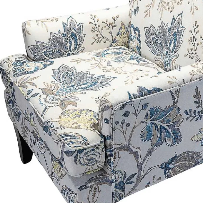 Hot Kirklands Home Blue and Yellow Floral Upholstered Accent Chair