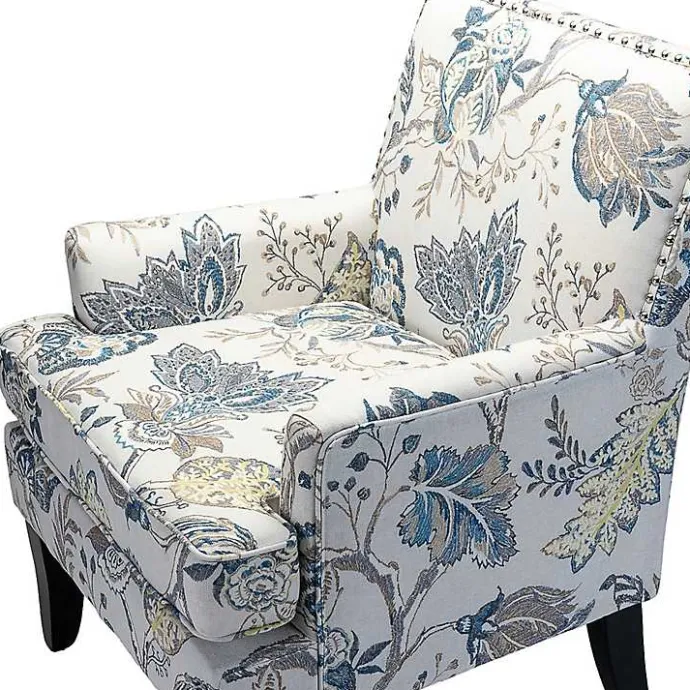 Hot Kirklands Home Blue and Yellow Floral Upholstered Accent Chair