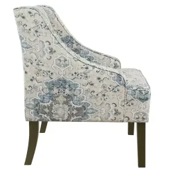 New Kirklands Home Antiqued Medallion Swoop Arm Accent Chair Blue