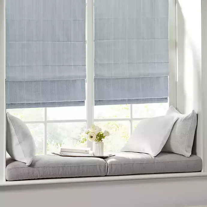 Sale Kirklands Home Basketweave Cordless Roman Shade, 33 in. Blue