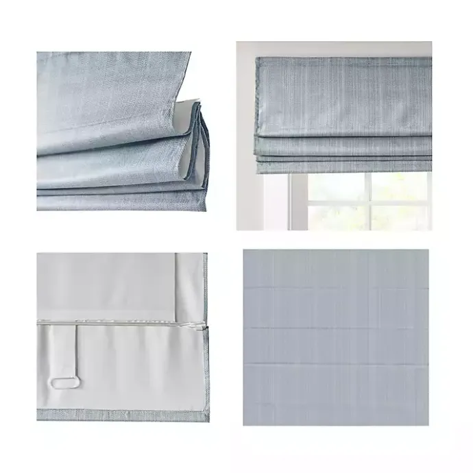 Sale Kirklands Home Basketweave Cordless Roman Shade, 33 in. Blue