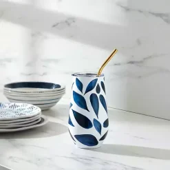 Outlet Kirklands Home Bay Leaf Insulated Wine Tumbler Blue